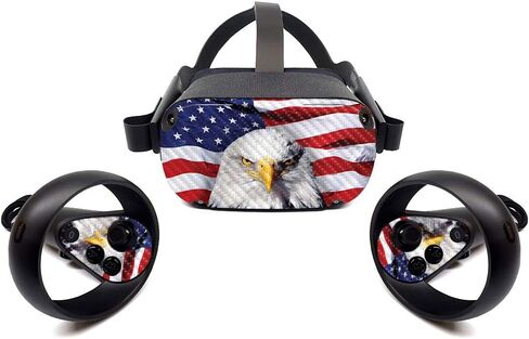 MightySkins Carbon Fiber Skin for Oculus Quest - Bald Eagle | Protective, Durable Textured Carbon Fiber Finish | Easy to Apply, Remove, and Change Styles | Made in The USA (CF-OCQU-Bald Eagle) in Kuwait