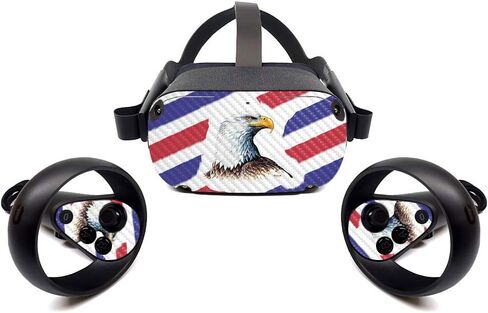 MightySkins Carbon Fiber Skin for Oculus Quest - Bald Eagle | Protective, Durable Textured Carbon Fiber Finish | Easy to Apply, Remove, and Change Styles | Made in The USA (CF-OCQU-Bald Eagle) in Kuwait