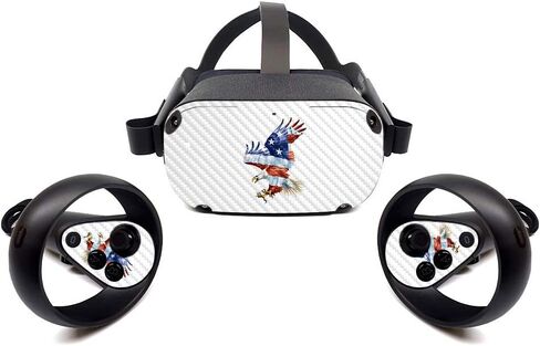 MightySkins Carbon Fiber Skin for Oculus Quest - Bald Eagle | Protective, Durable Textured Carbon Fiber Finish | Easy to Apply, Remove, and Change Styles | Made in The USA (CF-OCQU-Bald Eagle) in Kuwait