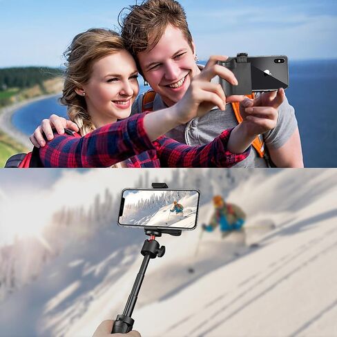 حامل قبضة كاميرا الهاتف الذكي من Taisioner مزود بحامل ثلاثي القوائم مع عصا سيلفي صغيرة وجهاز تحكم عن بعد وجيب 1/4 بوصة ومقبض ثلاثي القوائم قصير ومقبض عمود YouTube Starter Kit معدات صناعة الأفلام (أسود وأحمر) in Kuwait