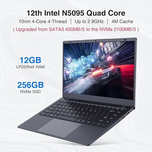 كمبيوتر محمول BiTECOOL، ذاكرة وصول عشوائي 12 جيجابايت، 256 جيجابايت NVMe SSD، Intel N5095 رباعي النواة (حتى 2.9 جيجاهرتز)، شاشة FHD IPS مقاس 14 بوصة، كمبيوتر محمول Windows 11، 2.4G/5G WiFi، BT4.2، النوع C، خفيف الوزن ومحمول in Kuwait