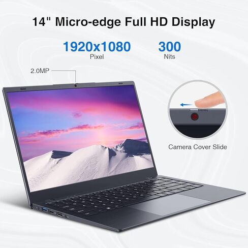 كمبيوتر محمول BiTECOOL، ذاكرة وصول عشوائي 12 جيجابايت، 256 جيجابايت NVMe SSD، Intel N5095 رباعي النواة (حتى 2.9 جيجاهرتز)، شاشة FHD IPS مقاس 14 بوصة، كمبيوتر محمول Windows 11، 2.4G/5G WiFi، BT4.2، النوع C، خفيف الوزن ومحمول in Kuwait