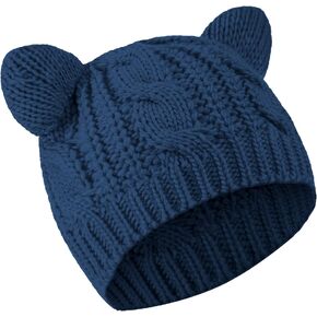 Cute Cat Ear Beanie Hat Cat Knitted Hat Winter Knit Cable Hat for Women Girls