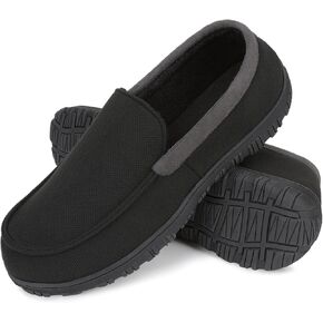 NCCB Mens Moccasin Slippers Indoor Outdoor Size Nonslip Memory Foam Shoes with Rubber Bottom