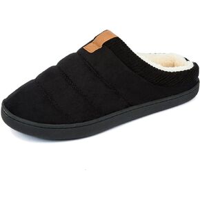 Zonsmo Men's Warm Memory Foam Slippers Suede Plush Shearling Lined Slip on Indoor Outdoor Clog House Shoes