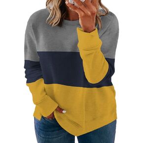 VISLILY Plus-Size Sweatshirts for Women Color Block Pullover Tops in Kuwait