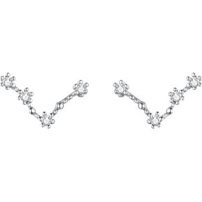 BriLove 925 Sterling Silver CZ Horoscope Zodiac 12 Constellation Astrology Ear Crawler Post Earrings Gift for Mom Girls Women Mothers Day/Valentines Day/Birthday/Christmas/Anniversary