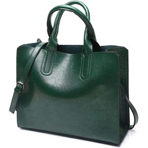 Pahajim Women Fashion Tote Handbags Lightweight PU Leather Satchel Shoulder Bags Retro Oil Wax Handle Purse