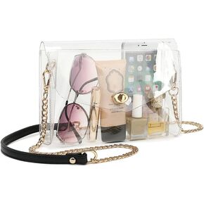 LOXOMU Clear Purse for Women, Stadium Approved Clear Crossbody Bag, Clear Handbag Clutch for Concerts, Work, Sports Events
