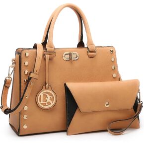 Dasein Women Medium Satchel Handbag Work Tote Shoulder Bag Top Handle Purse with Matching Clutch 2pcs Set in Kuwait