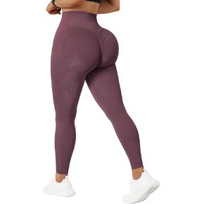 MOSHENGQI سراويل يوجا نسائية بدون خياطة لرفع المؤخرة بخصر عالٍ، سراويل يوجا مضلعة للتمرينات والتخسيس in Kuwait