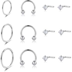 Lantine Opal Nose Stud 20 Gauge 6mm Surgical Steel Cute 20g Nose Ring Piercing Studs Set For Women Men
