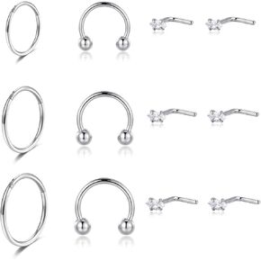 Lantine Opal Nose Stud 20 Gauge 6mm Surgical Steel Cute 20g Nose Ring Piercing Studs Set For Women Men in Saudi Arabia