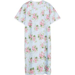 Personal Touch Women's Open Back Adaptive Lace Trim Cotton Backwrap Nightgown