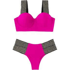SweatyRocks Women's High Waisted Bikini Set Bathing Suit Criss Cross Two Piece Tie Back Bikini Swimsuit Set