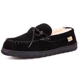 Pinpochyaw Mens Slippers Sheepskin Moccasin Slippers for Men House Slipper Indoor Outdoor Slippers