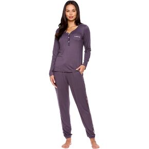 bebe Womens Pajama Set with Pockets - Long Sleeve Shirt and Pajama Pants Pj Set