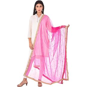 themilestocks TMS Woman's Embellished Net Dupatta Scarf Shawl Wrap Soft Indian Bridal Wedding