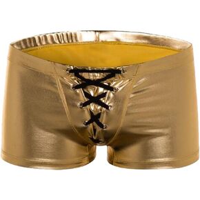 K-Men Mens Metallic Shiny Underpant Boxer Shorts Lace up Underwear Brief Bikinis