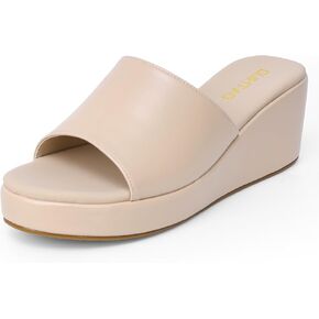 GUIHTAO Women's Wedge Sandals-Ankle Strap Open Toe Platform White Black Nude Wedge Sandals Gold Silver Comfortable Slip-On Platform Sandals