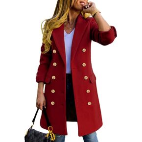 IDEALSANXUN Womens Fall Winter Wool Coats Double Breasted Midi Peacoat Trench Coats
