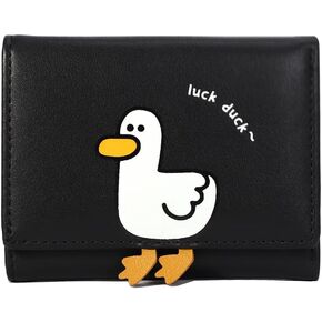 Sunwel Fashion Girls Cute 3D Duck Mini Folding Wallet Tiny Wallet Cash Pocket Card Holder ID Window Purse for Women