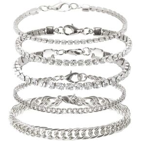 kelistom Cuban Link Rhinestone Tennis Anklet Set for Women Teen Girls, 18K Gold or White Gold Plated Chain Ankle Bracelets for Women with Extension