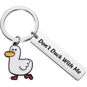 سلسلة مفاتيح بتصميم بطة كرتونية من بولوغمايز، هدية لمحبي البطة المعدنية بعبارة "Don't Duck with Me"، سلسلة مفاتيح هدية للصديق والزوج والصديقة والزوجين، لون ابيض in Kuwait