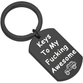 BLEOUK Keys to My Fucking Awesome Car Vintage Car Keychain for Her Him