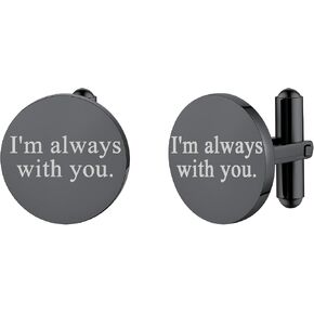 FindChic Stainless Steel Round Cufflinks with Custom Text/Picture/Monogram Letters 18K Gold Plated/Black Color for Men Groom Suits Shirts, with Gift Box in Kuwait