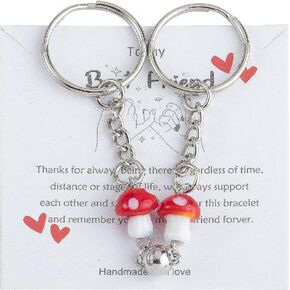 Haoze 2Pcs Magnetic Mushroom Friendship Keychain Gifts Best Friends Gifts for Women Teen Girls Bestie Sister BFF Jewelry