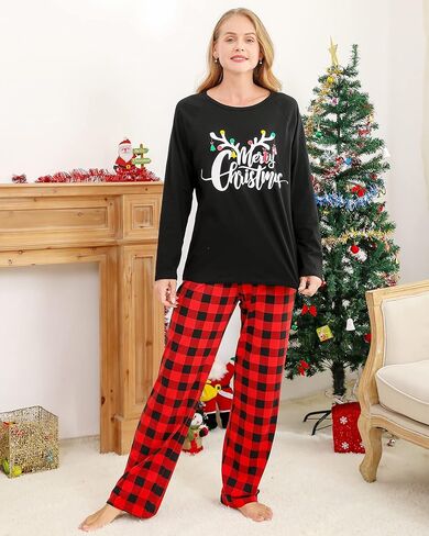 SOLOYEE مطابقة بيجامة عيد الميلاد للأزواج Pjs مجموعات الكبار الكلاسيكية منقوشة عيد الميلاد ملابس خاصة للعائلة الرجال والنساء in Kuwait