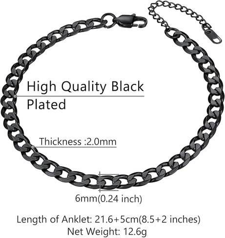 Cuban Link/Figaro/Wheat Chain Anklets for Women Men 8.5+2 Inch Extender Stainless Steel/18K Gold Plated Ankle Bracelets Beach or Party Foot Jewelry in Kuwait
