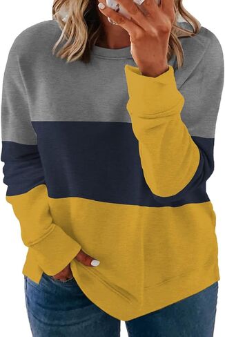VISLILY Plus-Size Sweatshirts for Women Color Block Pullover Tops in Kuwait