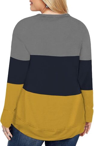 VISLILY Plus-Size Sweatshirts for Women Color Block Pullover Tops in Kuwait