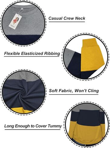 VISLILY Plus-Size Sweatshirts for Women Color Block Pullover Tops in Kuwait