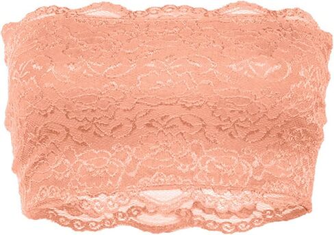 TL Women's Single or 2 Pieces Floral Lace Strapless Bra, Seamless Tube Top Bandeau Bralettes with Stertchy Chest Wrap in Kuwait