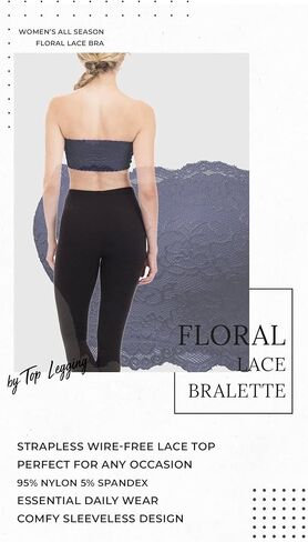 TL Women's Single or 2 Pieces Floral Lace Strapless Bra, Seamless Tube Top Bandeau Bralettes with Stertchy Chest Wrap in Kuwait