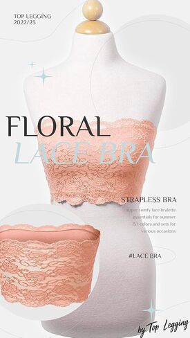 TL Women's Single or 2 Pieces Floral Lace Strapless Bra, Seamless Tube Top Bandeau Bralettes with Stertchy Chest Wrap in Kuwait