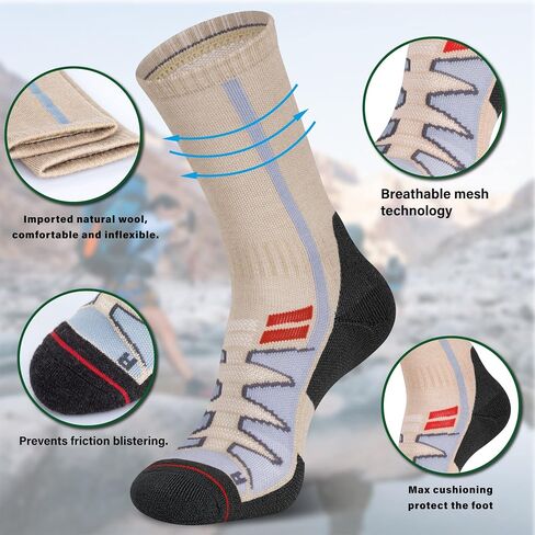 Merino Wool Hiking Socks for Cold Weather Socks Thermal Warm Crew Winter Boot Cushion Socks in Saudi Arabia
