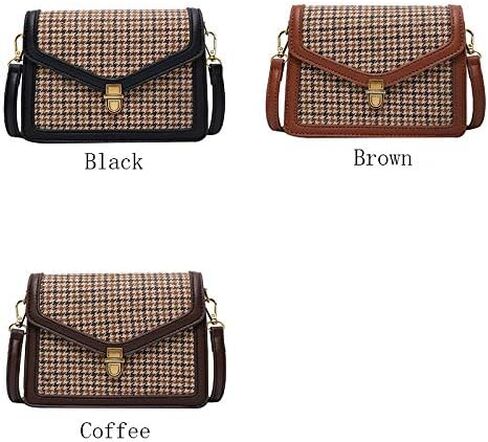 Vintage Plaid Crossbody Bag for Women PU Leather Small Messenger Shoulder Bag with Designer Chic Handy Cellphone Purse in Saudi Arabia