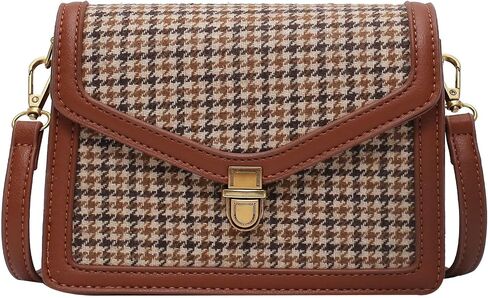 Vintage Plaid Crossbody Bag for Women PU Leather Small Messenger Shoulder Bag with Designer Chic Handy Cellphone Purse in Saudi Arabia