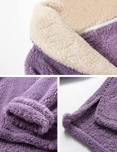 Yeokou Women's Fleece Pajamas Sets Fluffy Sleepwear Warm Sherpa Pullover Pants with Pockets in Kuwait