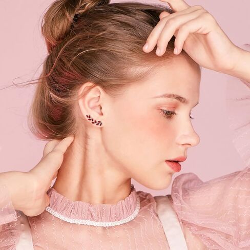 أقراط AOBOCO Leaf Ear Climbers أقراط مضادة للحساسية 925 من الفضة الإسترلينية أقراط أذن زاحفة للأذنين الحساسة، مصنوعة من الكريستالات النمساوية in Kuwait