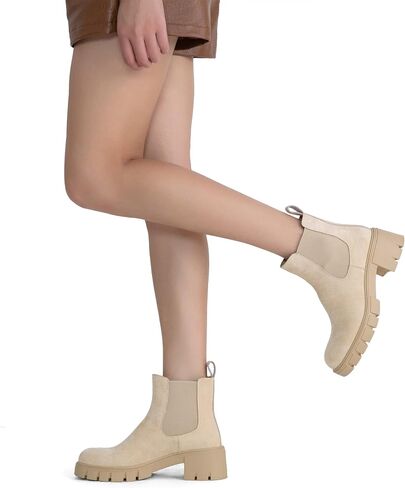 Jeossy Women's Ankle Boots 9606 Chelsea Platform Chucky Heel Booties for Women in Saudi Arabia