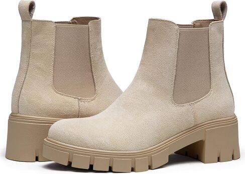 Jeossy Women's Ankle Boots 9606 Chelsea Platform Chucky Heel Booties for Women in Saudi Arabia