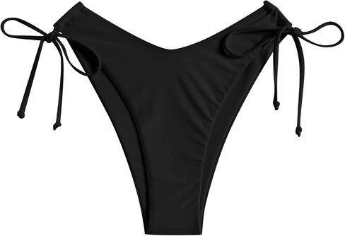 ZAFUL Women's High Cut Plain Bikini Bottom Mid Waist Solid Swimsuit Briefs Cheeky Bathing Suit High Leg Swim Bottoms in Kuwait