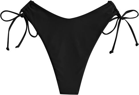 ZAFUL Women's High Cut Plain Bikini Bottom Mid Waist Solid Swimsuit Briefs Cheeky Bathing Suit High Leg Swim Bottoms in Kuwait
