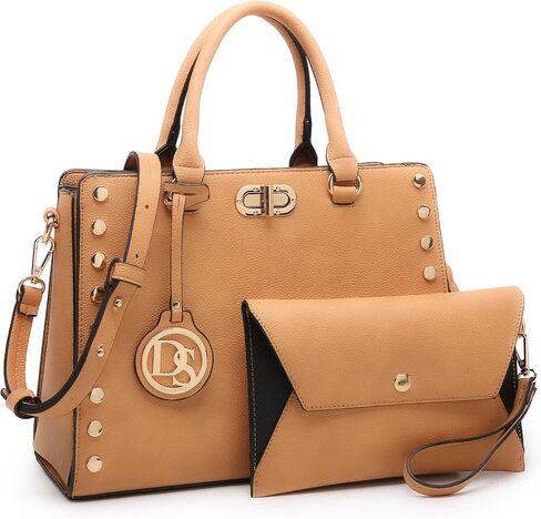 Dasein Women Medium Satchel Handbag Work Tote Shoulder Bag Top Handle Purse with Matching Clutch 2pcs Set in Kuwait