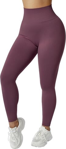 MOSHENGQI سراويل يوجا نسائية بدون خياطة لرفع المؤخرة بخصر عالٍ، سراويل يوجا مضلعة للتمرينات والتخسيس in Kuwait